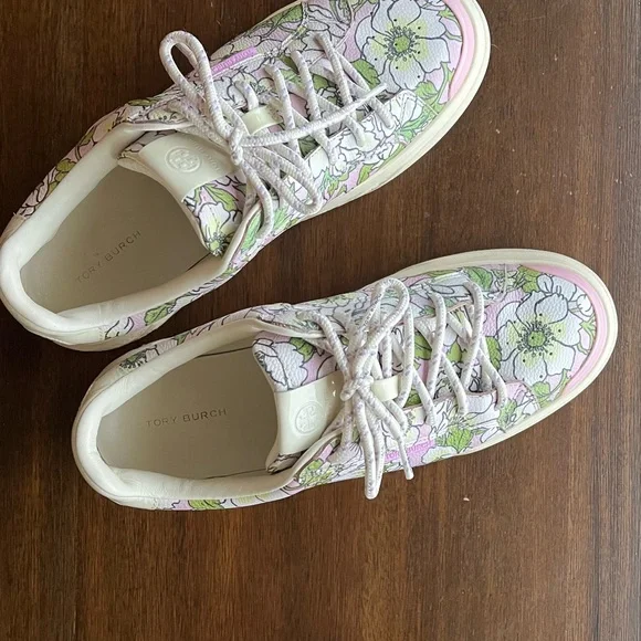 Tory Burch Floral Platform Sneakers - Pink and Green - Picture 2 of 6